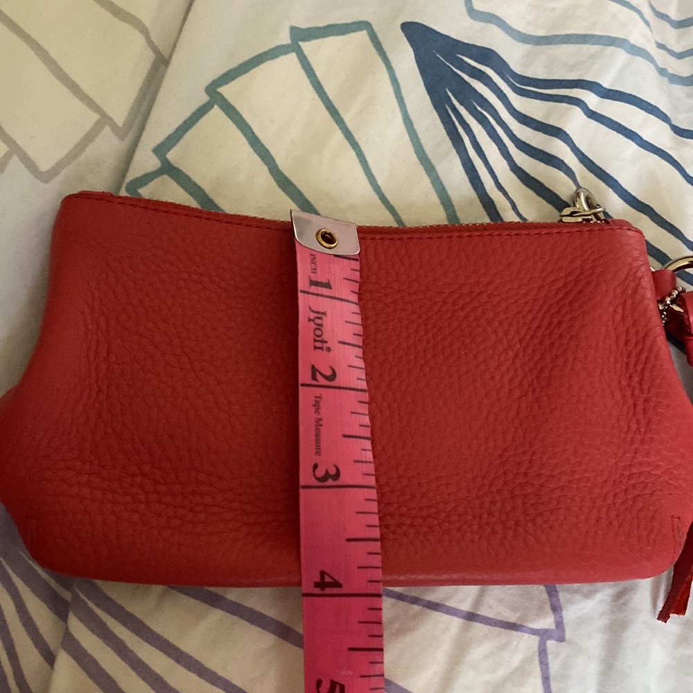 Coach Salmon Pebbled Leather Wristlet Wallet with Tassel and Zipper Top - Picture 11 of 11